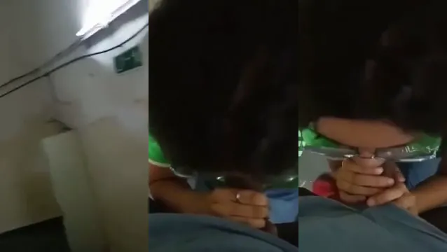 College Girlfriend With Glasses Gives Sloppy Blowjob On Stairs - POV Amateur