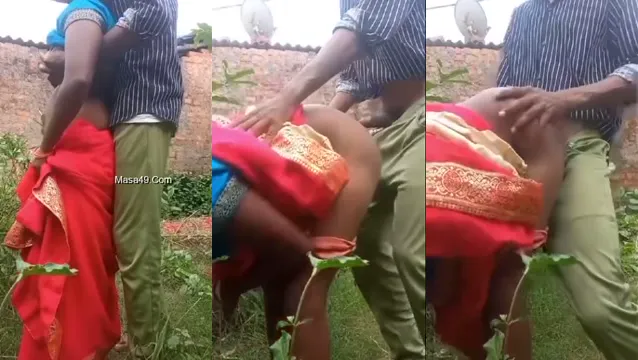 Desi Wife Gives Steamy Outdoor Blowjob to Lover in Lush Garden