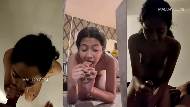 Slim Indian GF Teasing Ass While Giving Intense Blowjob Performance