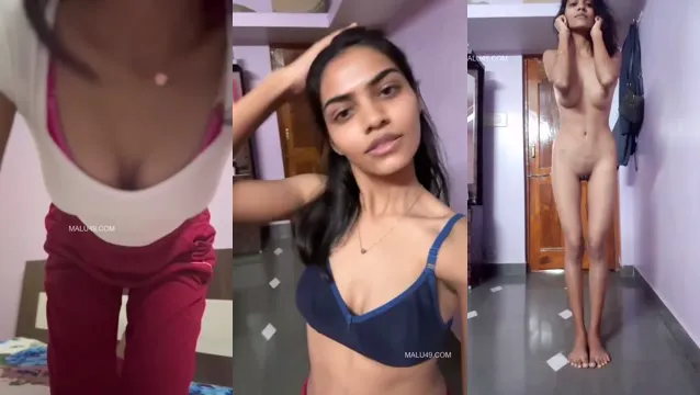 Petite Amie Indienne Mince avec Pression Sensuelle des Seins