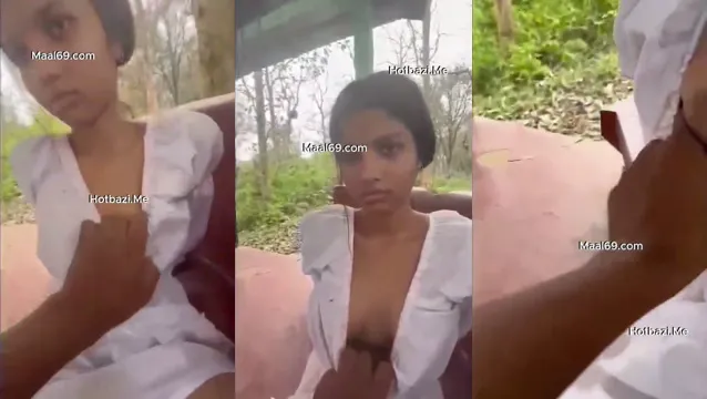 Shy Desi Girl Strips Naked Outdoors for Boyfriend's Phone Camera