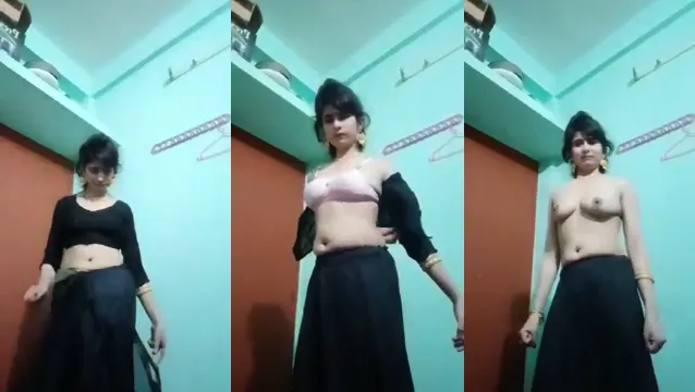 Tall Desi Bhabhi Slowly Strips Saree for Nude MMS Thrill