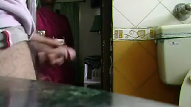 Indian Uncle Jerks Off While Watching Maid in Bedroom