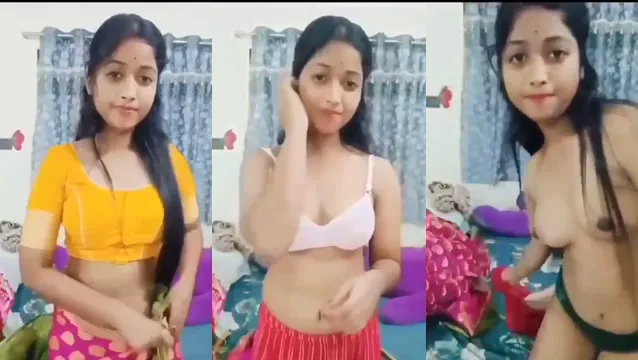 Watch Indian Girlfriend's Saree Striptease That's Got Everyone Hooked full viral video leaked