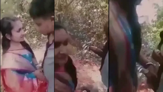 Desi Village Girl in Saree Gives Wild Jungle Blowjob with Passionate Smooch