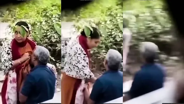 Old Man Sucking Young Desi Girl's Boobs in Public