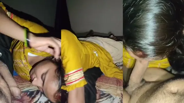 Desi Housewife Blows Man Wildly Showing Off Her Cleavage