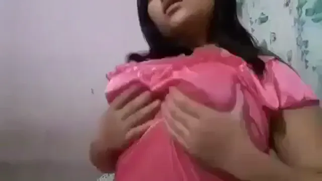 Nepali Girl Squeezes Her Juicy Boobs in Satin Nighty for Hot Solo Play