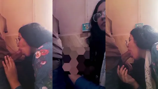 Nerdy College Girl Gives Risky Deep Throat on Restaurant Stairs
