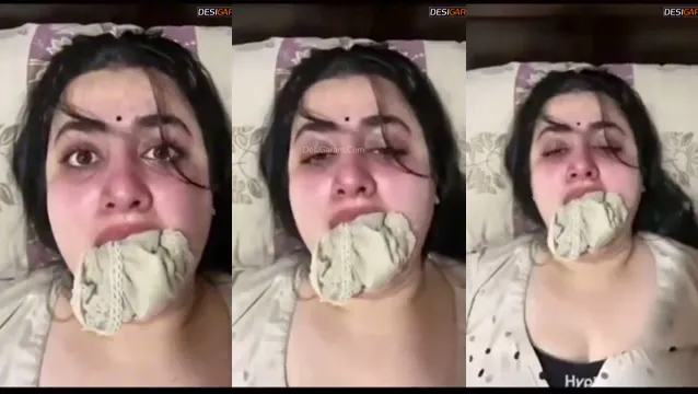 Desi Babe Sobbing from Panties Stuffed Deep in Tight Pussy