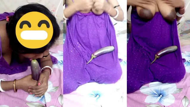 Watch Spicy Bengali Bhabhi's Brinjal Masti Big Boobs Action full viral video leaked