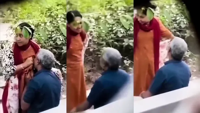 Watch Shy Bahu Secretly Feeds Sasur Milk on Morning Walk Bench full viral video leaked