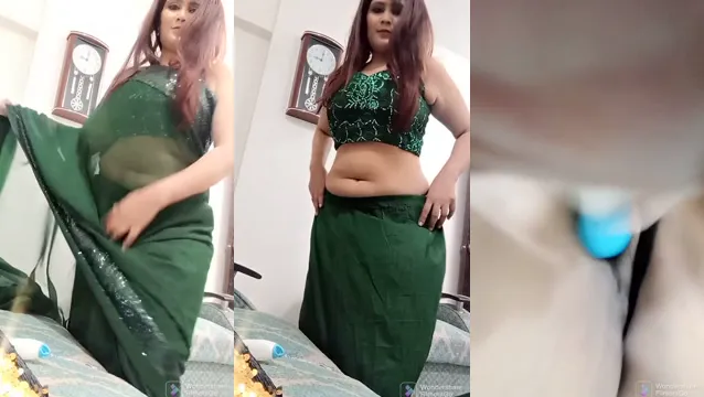 Desi Girl Slowly Strips Saree and Fingers Her Wet Pussy in Viral Video
