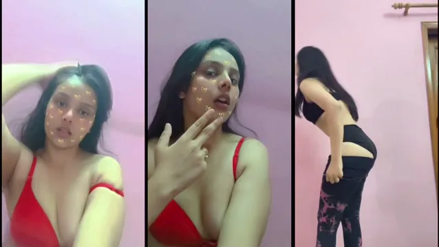 Indian Girl in Red Black Lingerie Slowly Strips for You