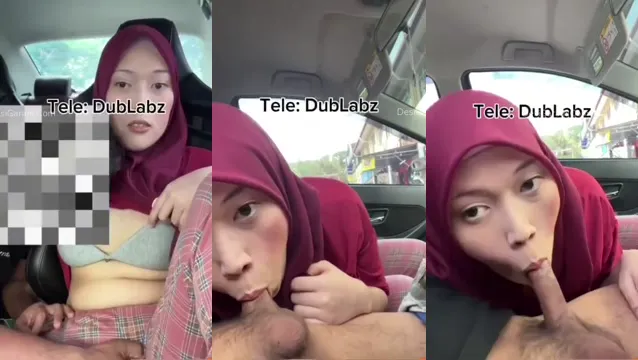 Indonesian Hijabi Teases and Sucks Thick Cock in Car Hookup