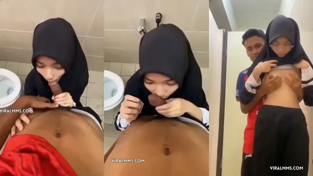 Watch فتاة مسلمية محجبة تعطي مص في حمام عام وتضغط ثدييها full viral video leaked