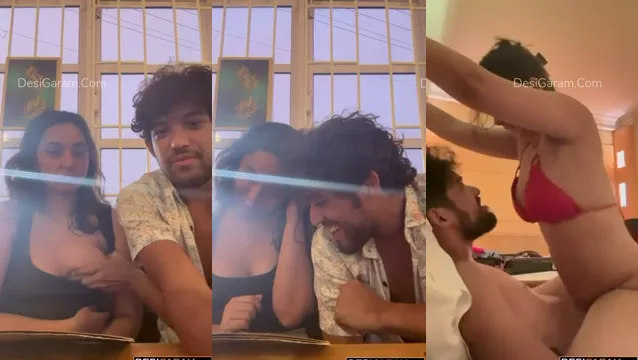 Steamy Cafe Tabletop Threesome with Desi Couple and Stranger
