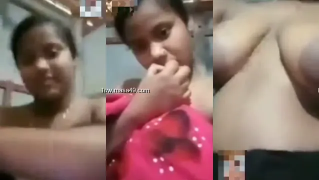 Desi Girl Slowly Unbuttons Blouse Revealing Boobs Teasing Lover
