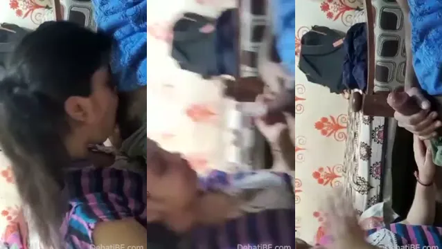 Village Girl Gives Intense Blowjob to Desi BF in Bed