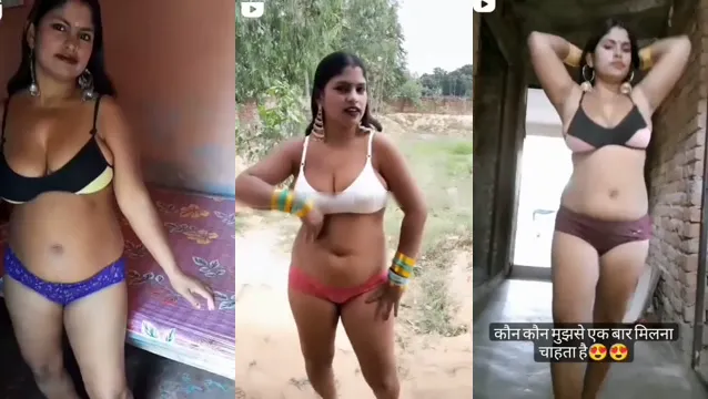 Bibi MILF Bihari Strip di Bra dan Panties