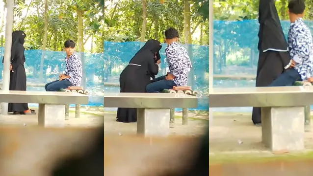 Hijabi Girl Gives Wild Public Blowjob on Park Bench