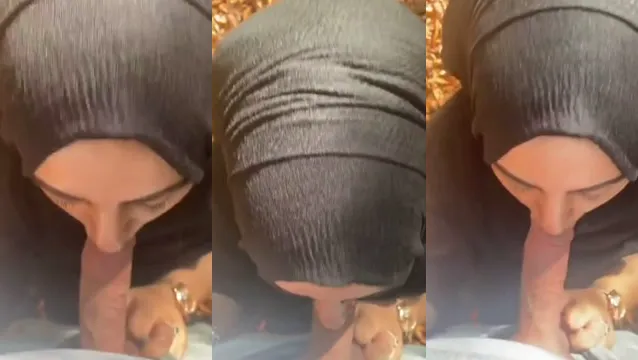 Hijabi Slut Deep Throats Cock in Steamy Outdoor Blowjob