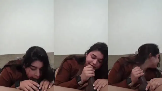 Romantic Blowjob with Two Hands on Huge Cock - Deep Throat Cough and Cute Smile